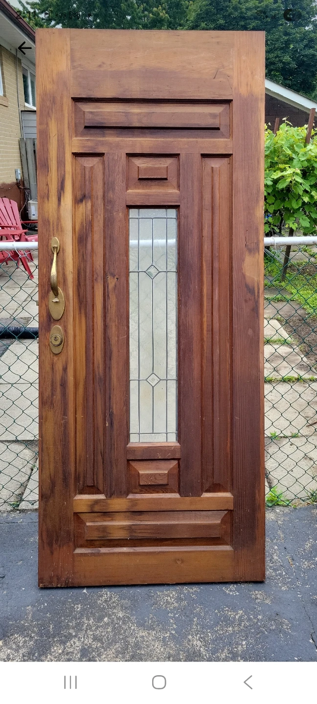 Solid wood front door with decorative glass - photo 3