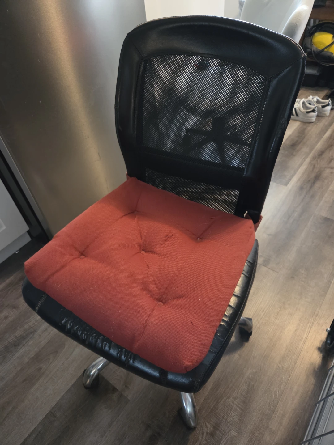 Office Chair with Red Cushion