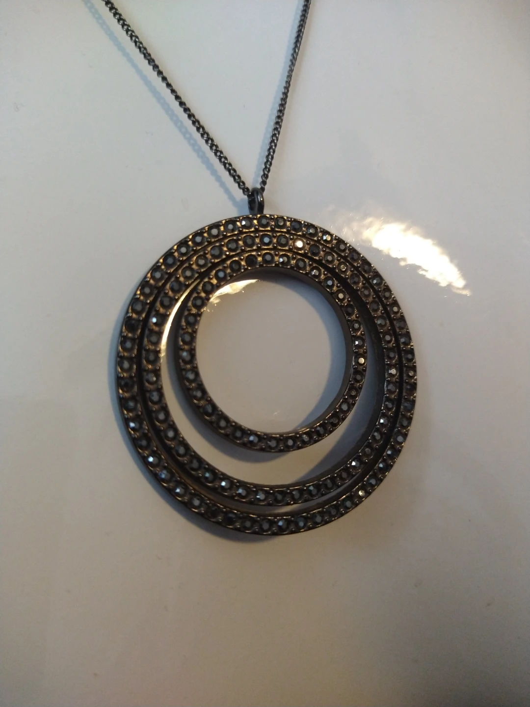 White House Black Market Gunmetal Circular Pendant Necklace - photo 4