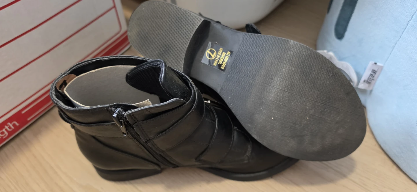 Black Buckle Ankle Boots Size 7 - photo 3