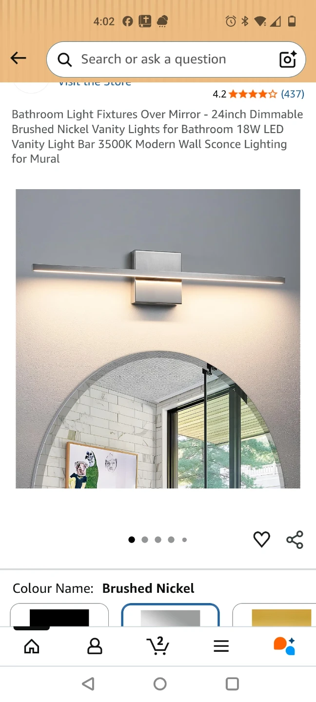 24-inch Dimmable Brushed Nickel LED Vanity Light