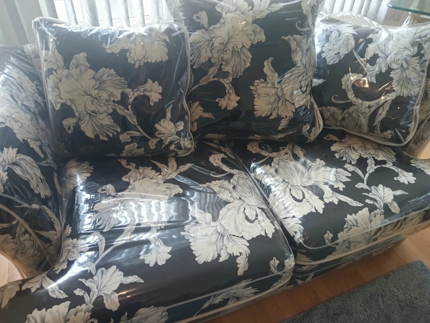 Floral Pattern Sofa with Pillows