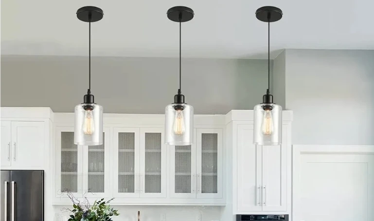 Set of 3 Glass Pendant Lights