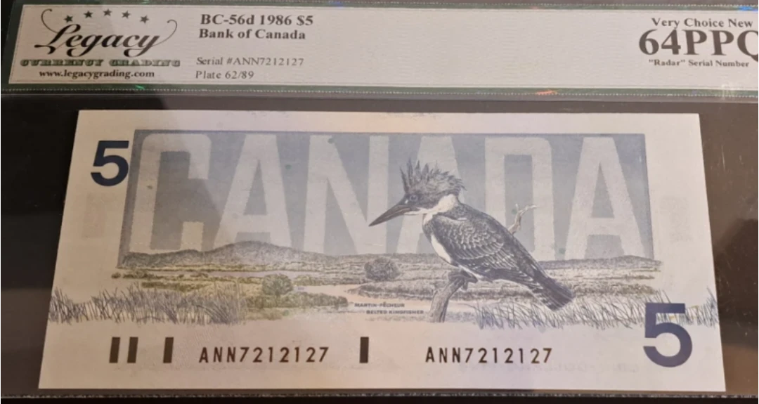 1986 Bank of Canada $5, 3-Digit Radar Note, Legacy Graded 64PPQ - photo 5