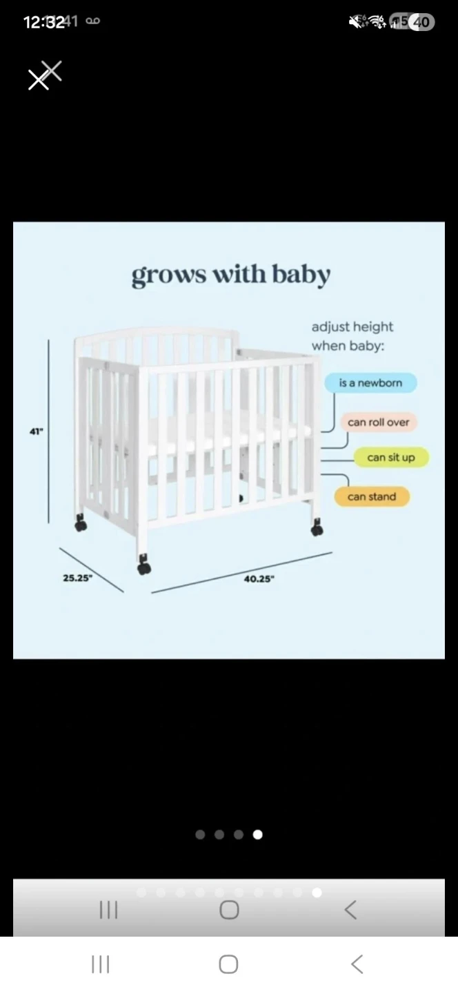 White Adjustable Folding Crib - photo 2