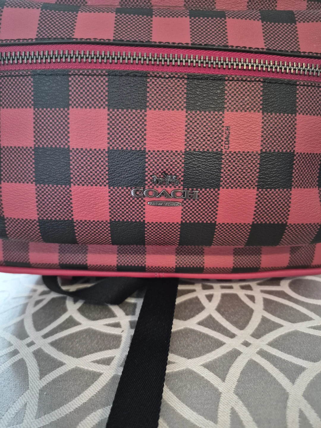 Coach Red and Black Buffalo Plaid Backpack - photo 4