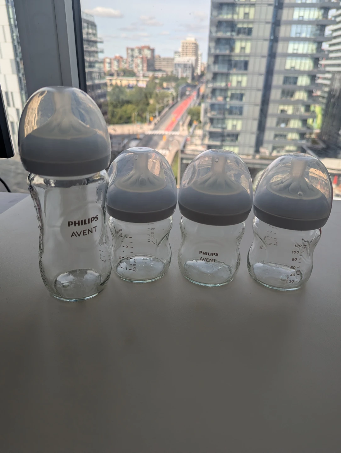 Set of 4 Philips Avent Glass Baby Bottles