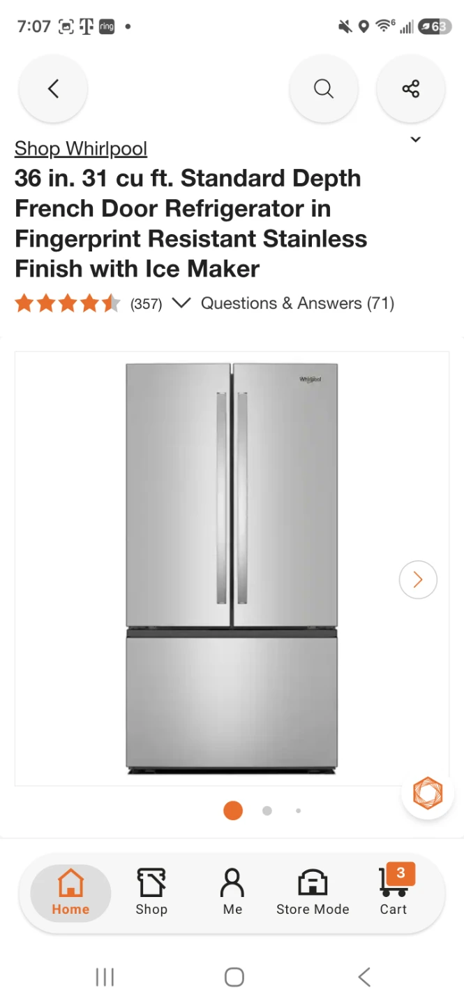 New Whirlpool 31 cu. ft. French Door Refrigerator