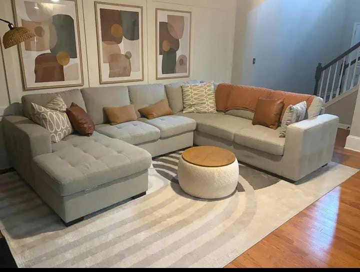 Light Gray Sectional Sofa with Storage Chaise