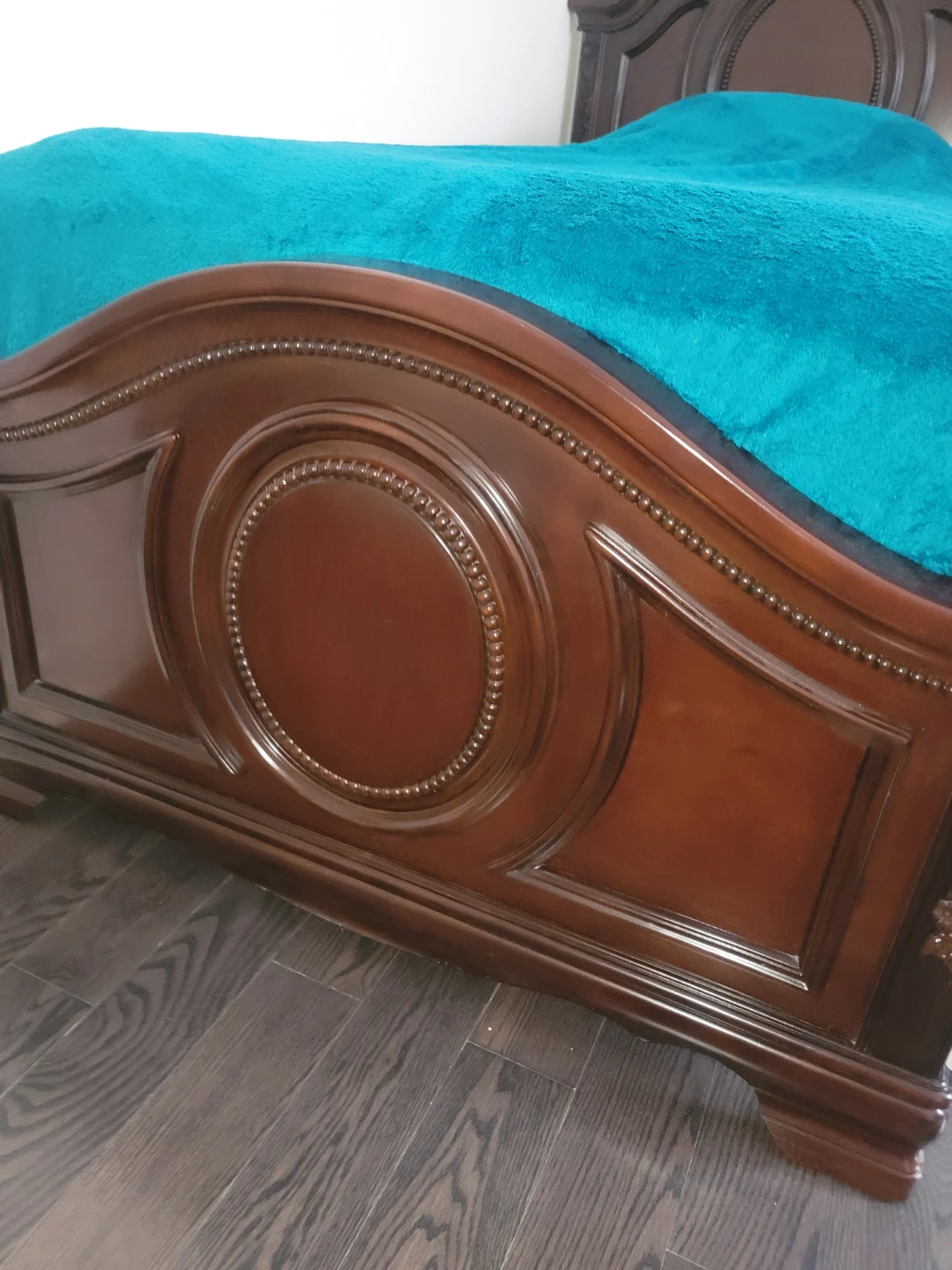 Dark Wood Bedroom Set - Headboard & Dresser - photo 2
