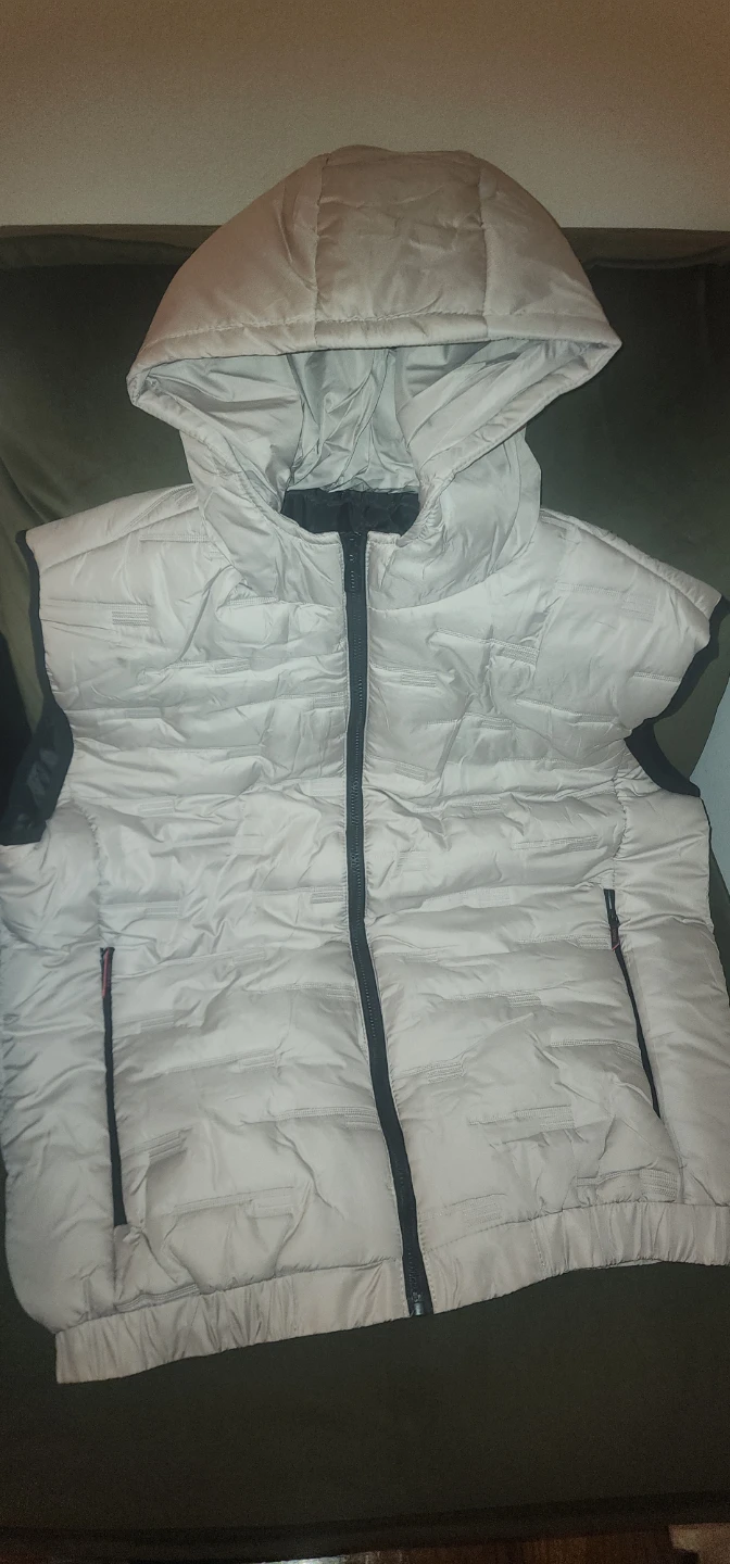 Men's Light Gray Padded Hooded Vest - photo 3