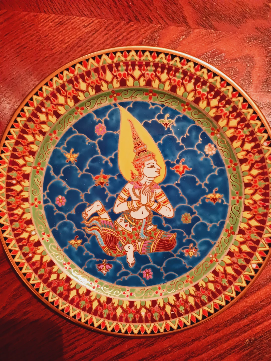 Thai Benjarong Porcelain Thai Goddess Decorative Plate