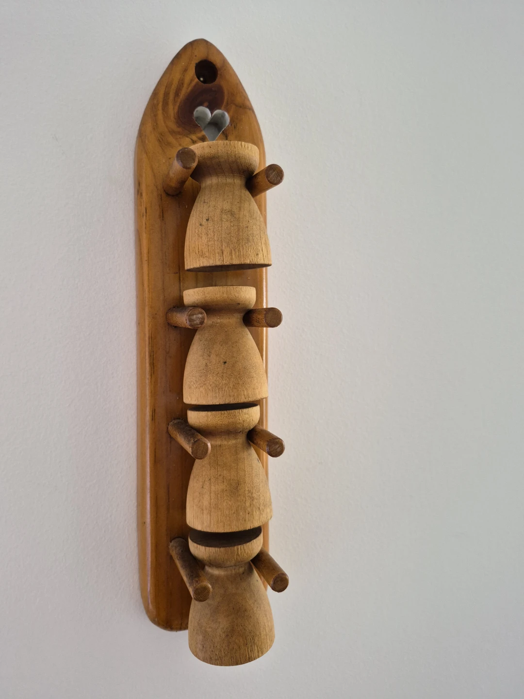 Vintage Wooden wine cup holder with a heart cut on top - photo 4
