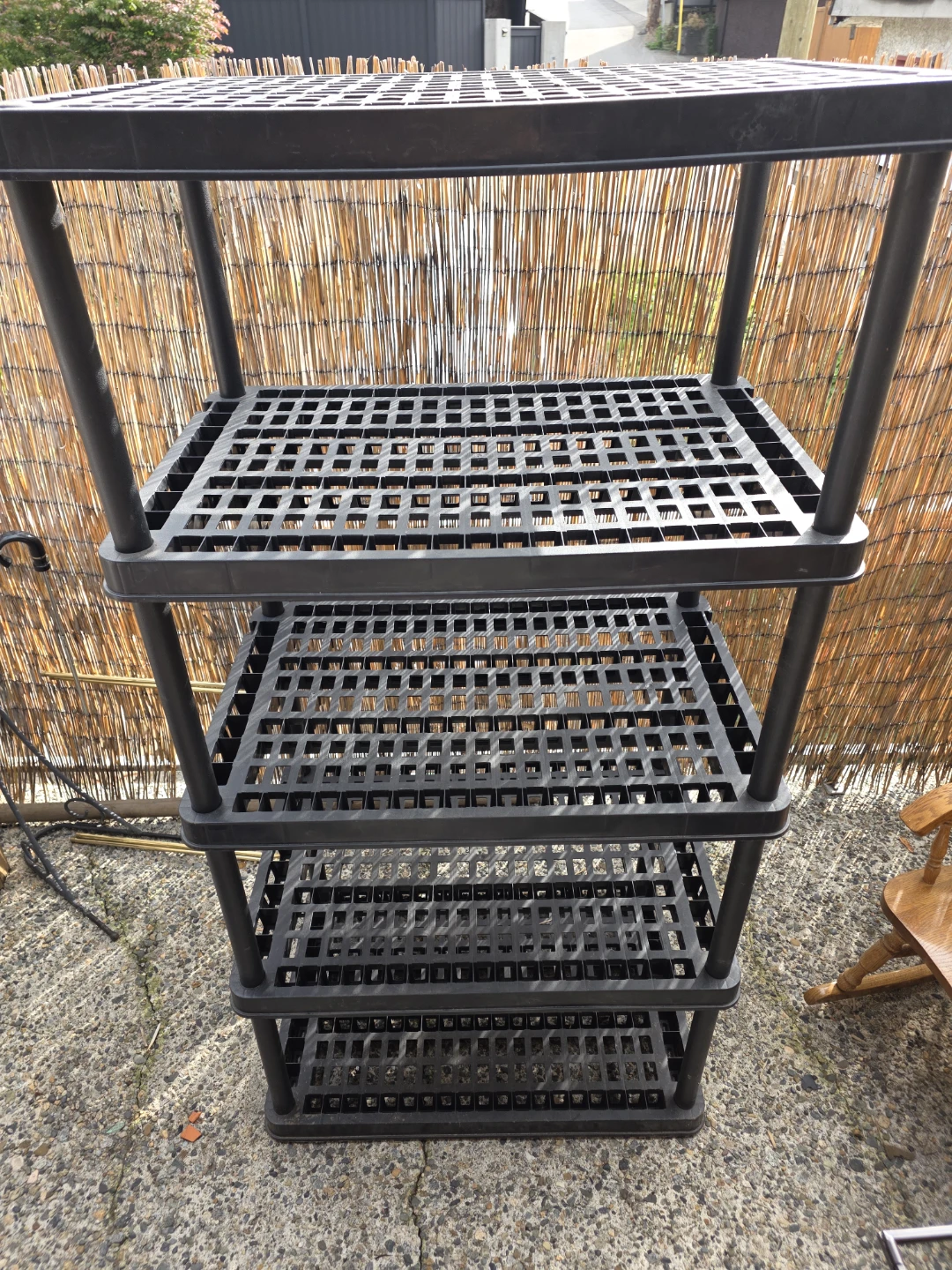Black 4-Tier Plastic Storage Shelving Unit - photo 5
