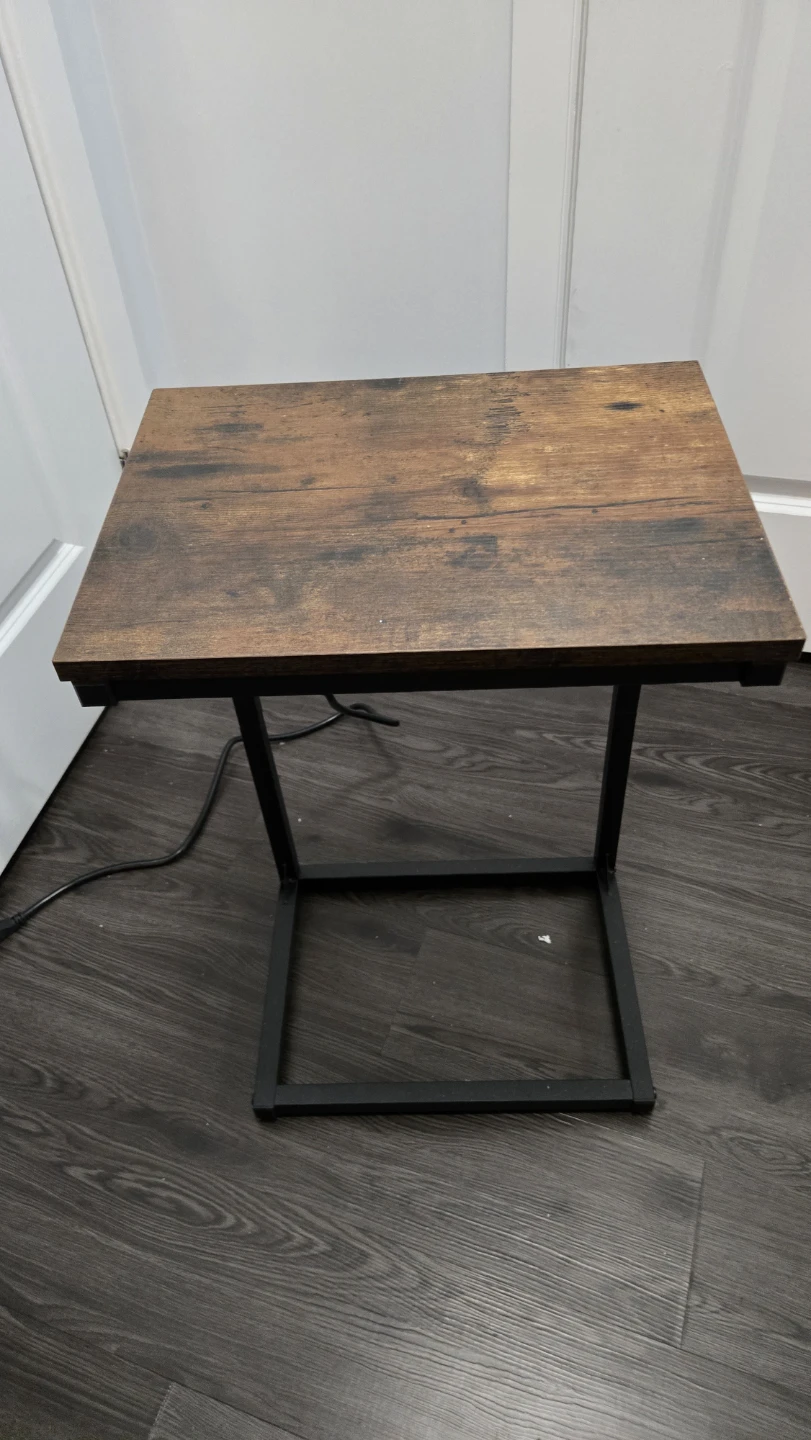 Rustic Side Table with Charging Station
