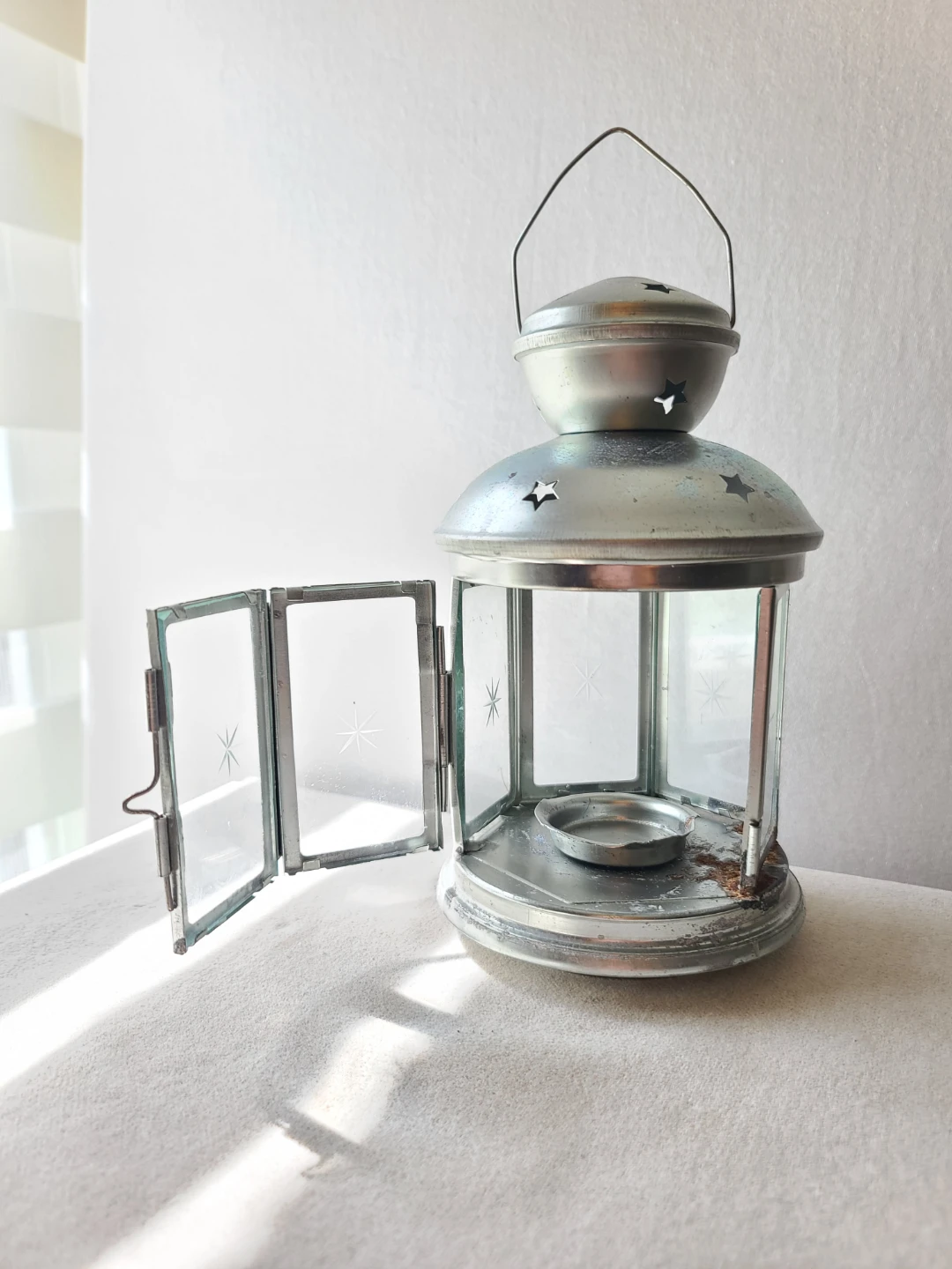 Vintage Metal Candle Lantern & Glass Chamber Stick Set - photo 4