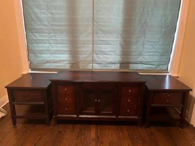 Dark Wood Nightstand with Two Drawers - photo 4