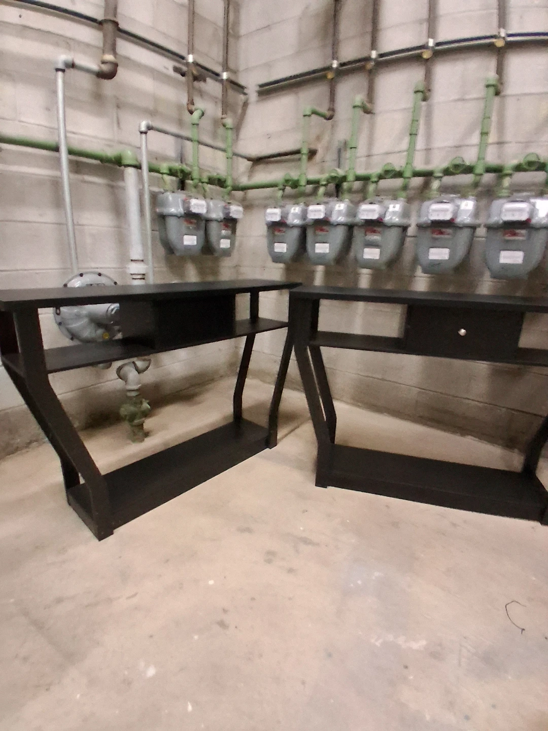 Black Console Table with Shelves