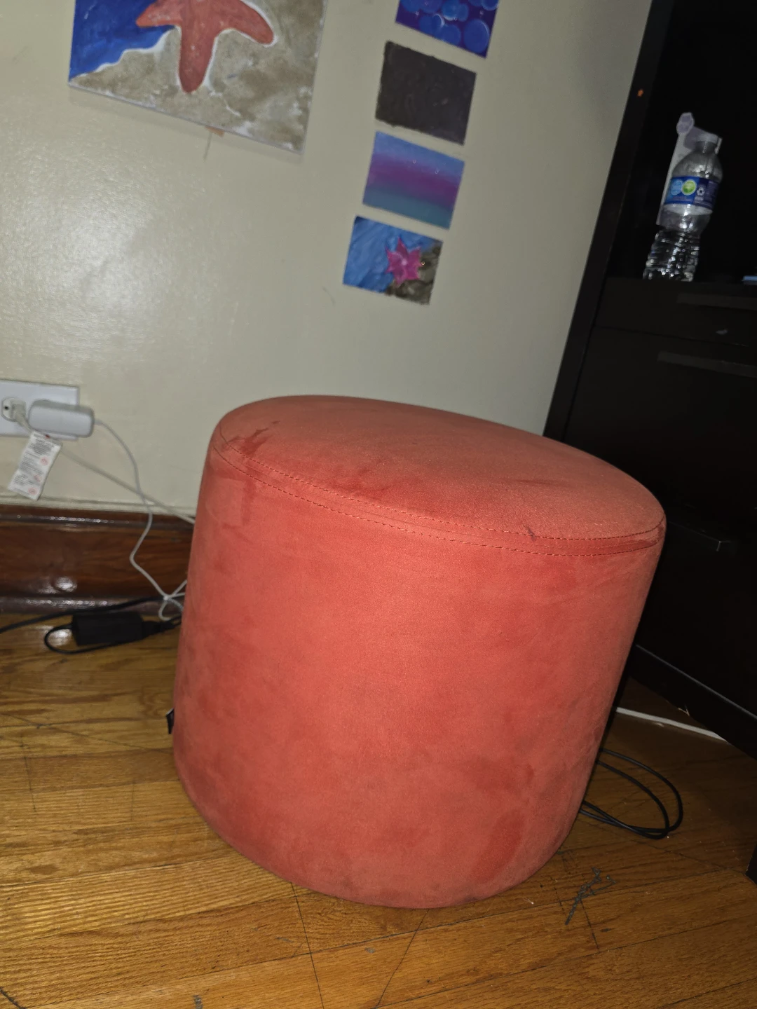 Orange round ottoman footstool - photo 4