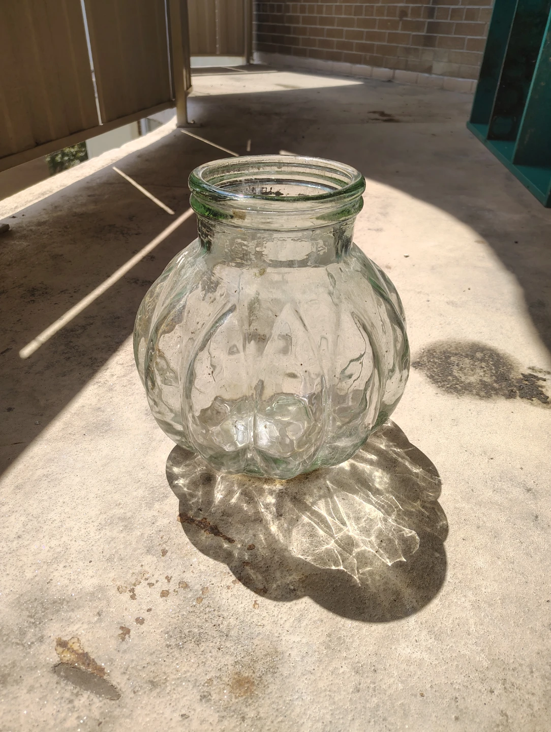 Clear Glass Pumpkin-Shaped Vase