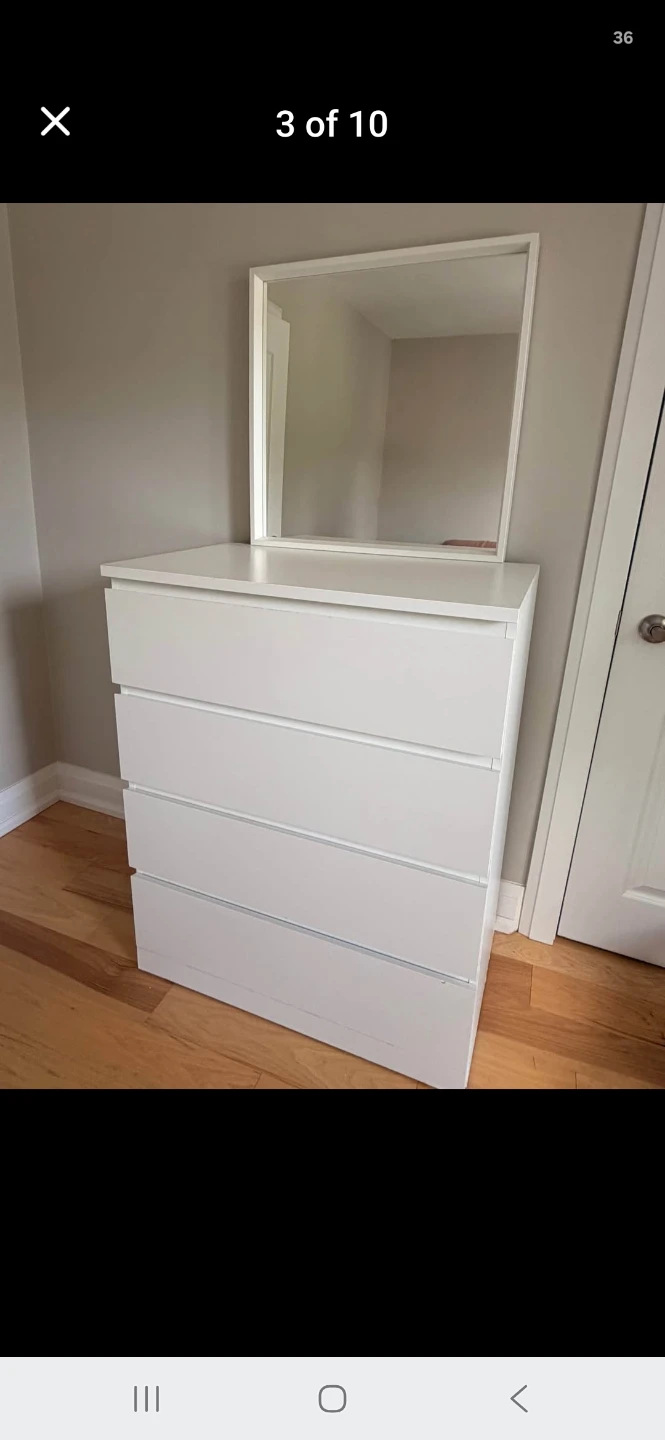 White 4-Drawer Dresser with Mirror - photo 2