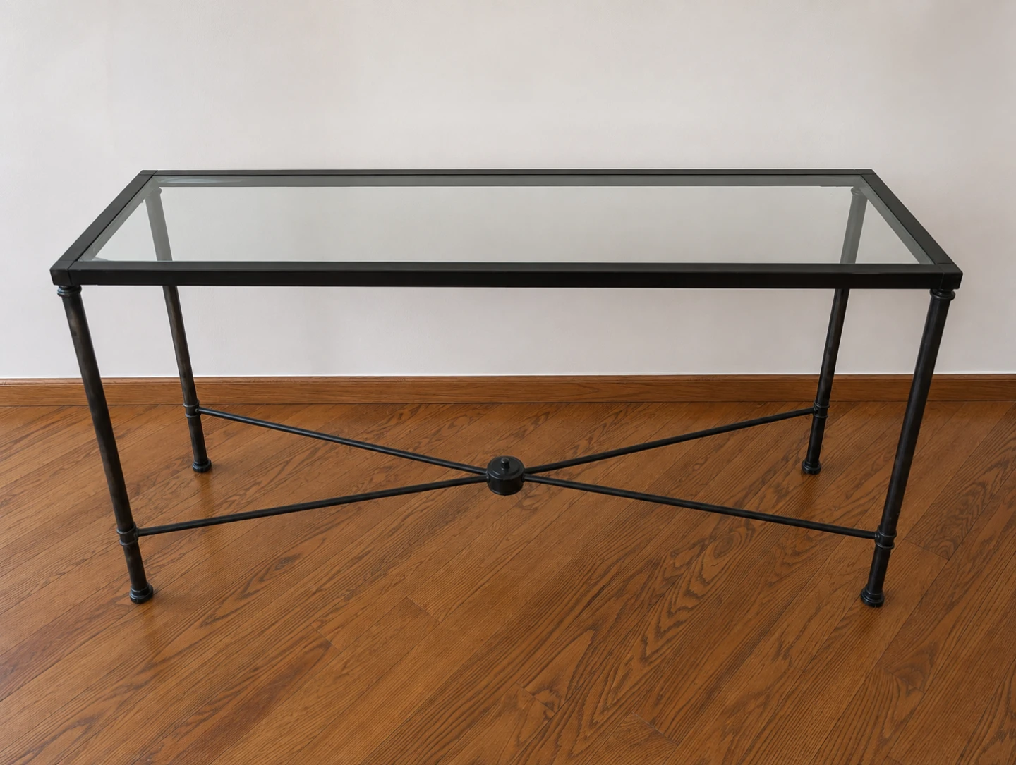 Black Metal and Glass Console Table
