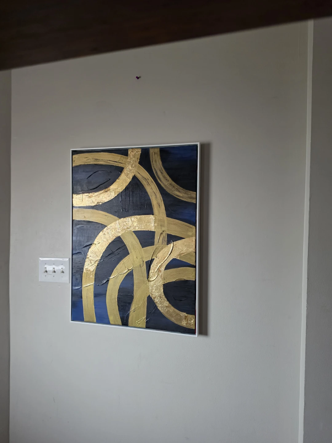 Abstract gold and blue framed canvas art - photo 5