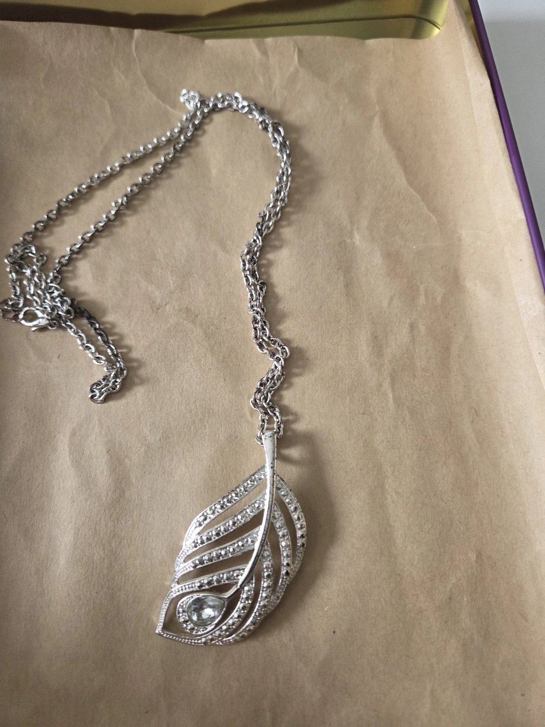 Silver-Tone Feather Pendant Necklace - photo 5