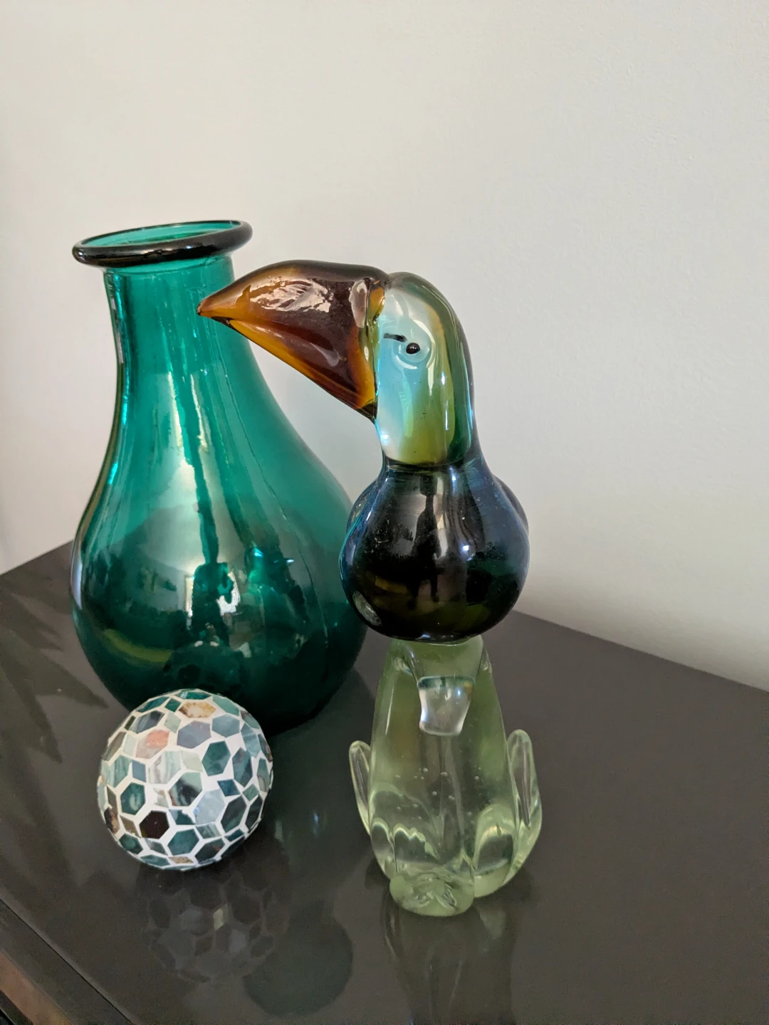 Murano-Style Hand-Blown Art Glass Toucan Figurine, Multicolor - photo 2