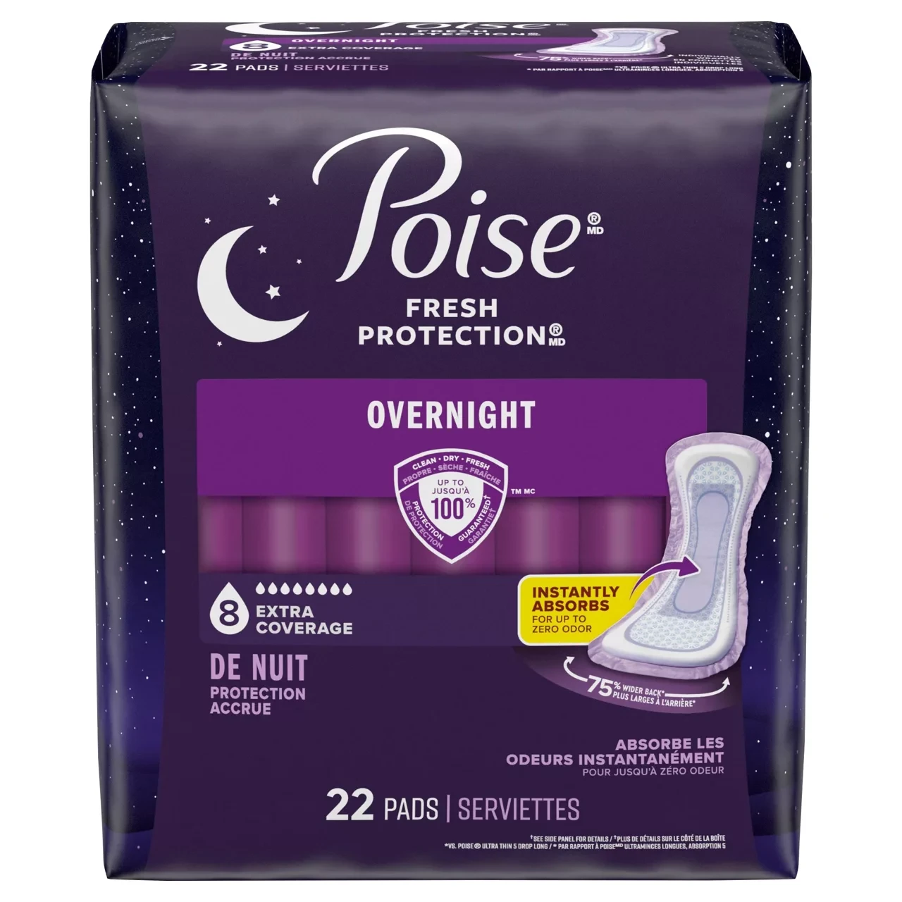 Poise Incontinence Pads for Women (Overnight)