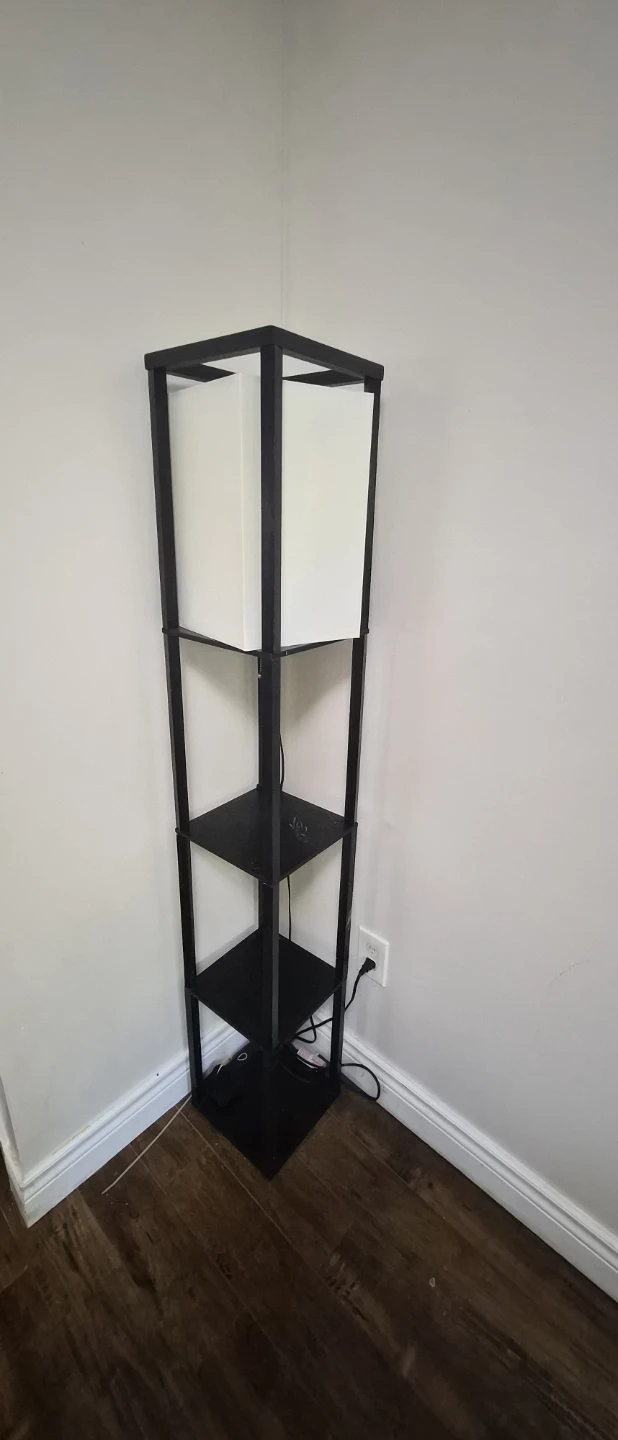 Black Floor Lamp with Shelves