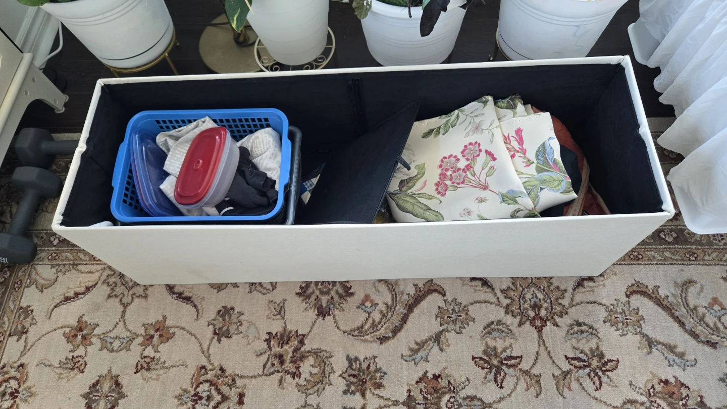 Beige foldable Fabric Storage Bench - photo 3