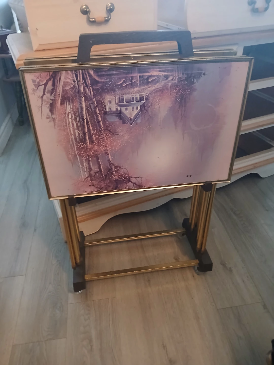 Vintage TV Tray Table Set 1973