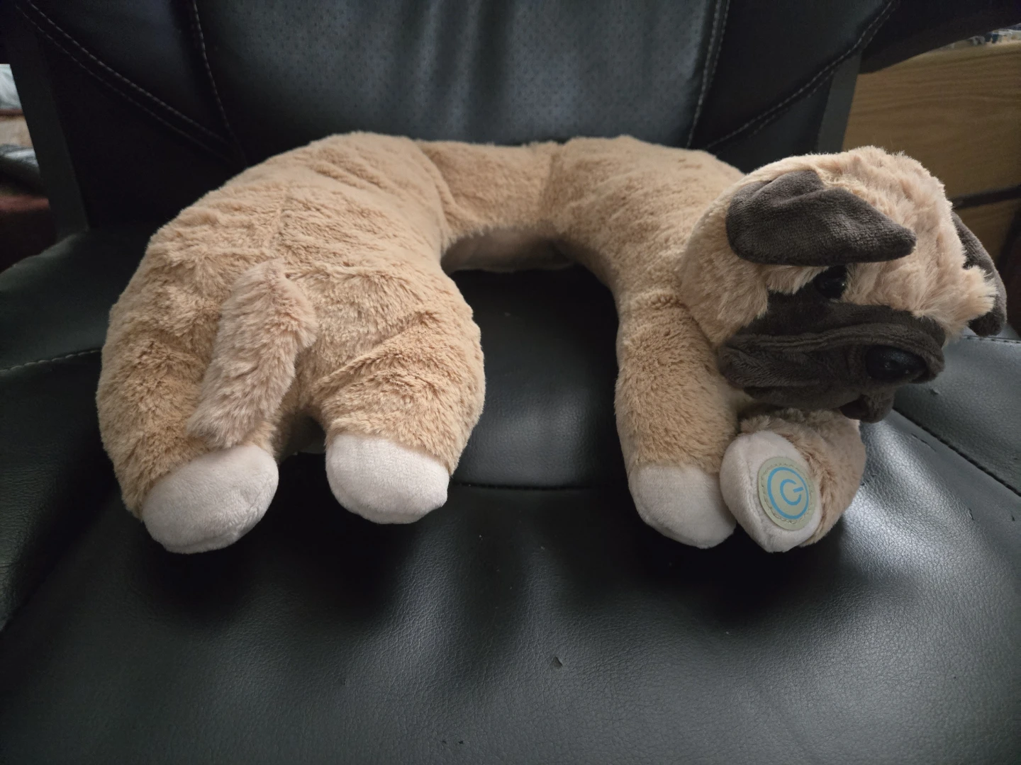 Health Touch Plush Pug Vibrating Neck Massager and Travel Pillow