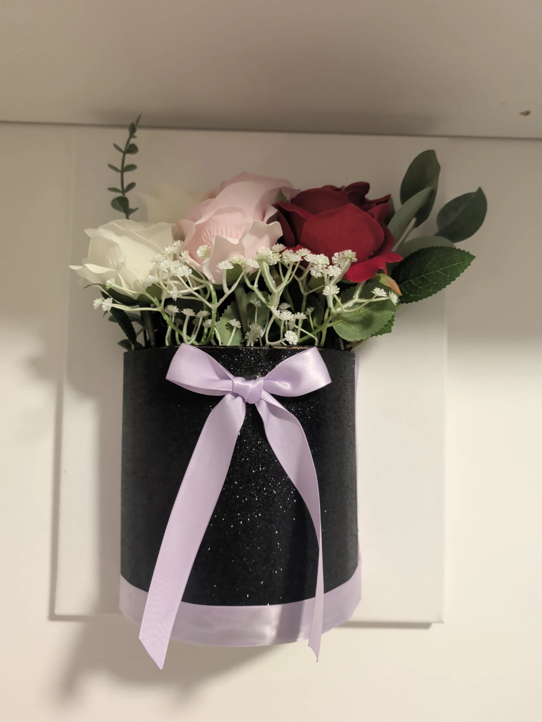🏈Artificial Floral Arrangement in Black Glitter Box