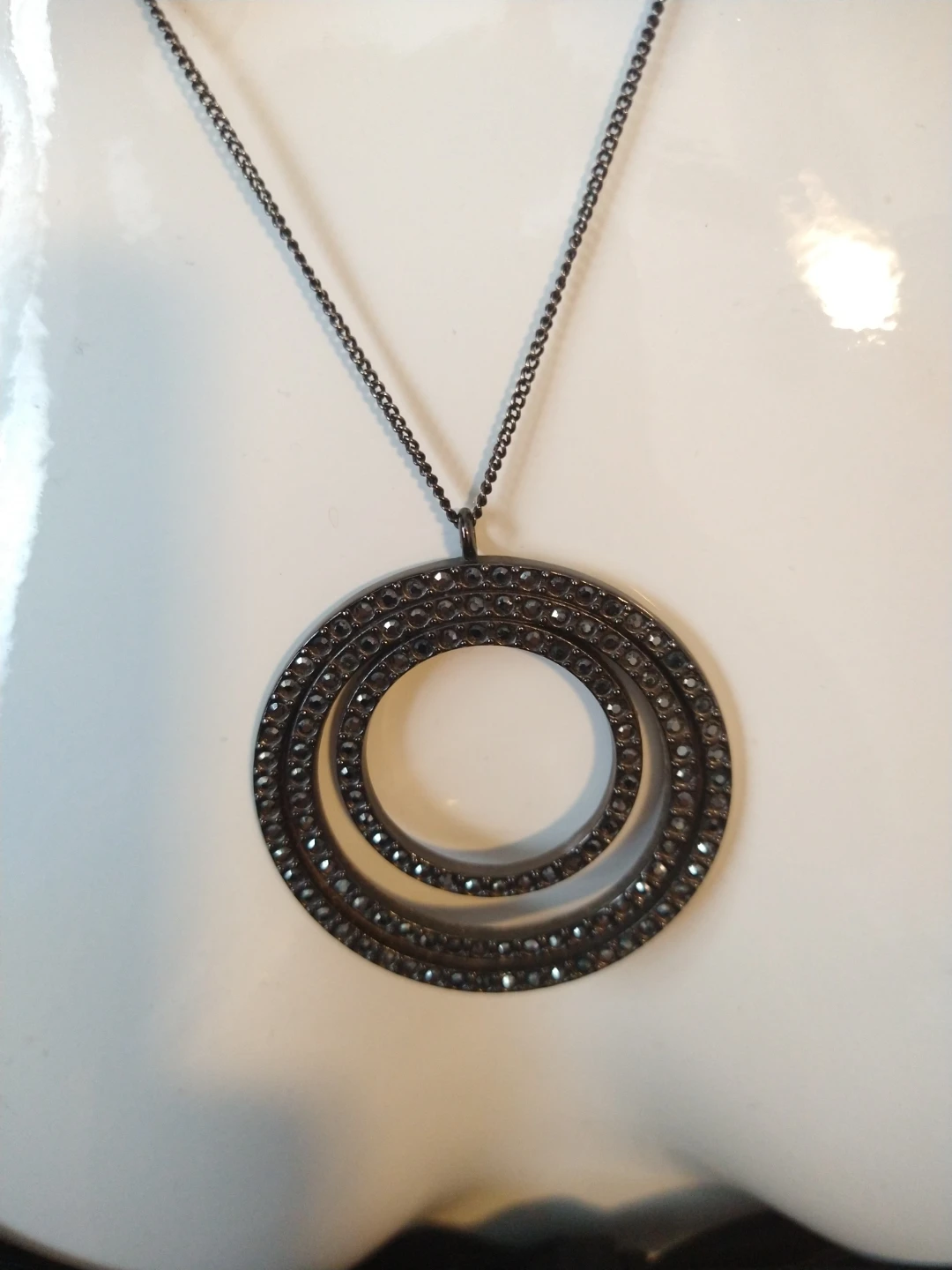 White House Black Market Gunmetal Circular Pendant Necklace - photo 5