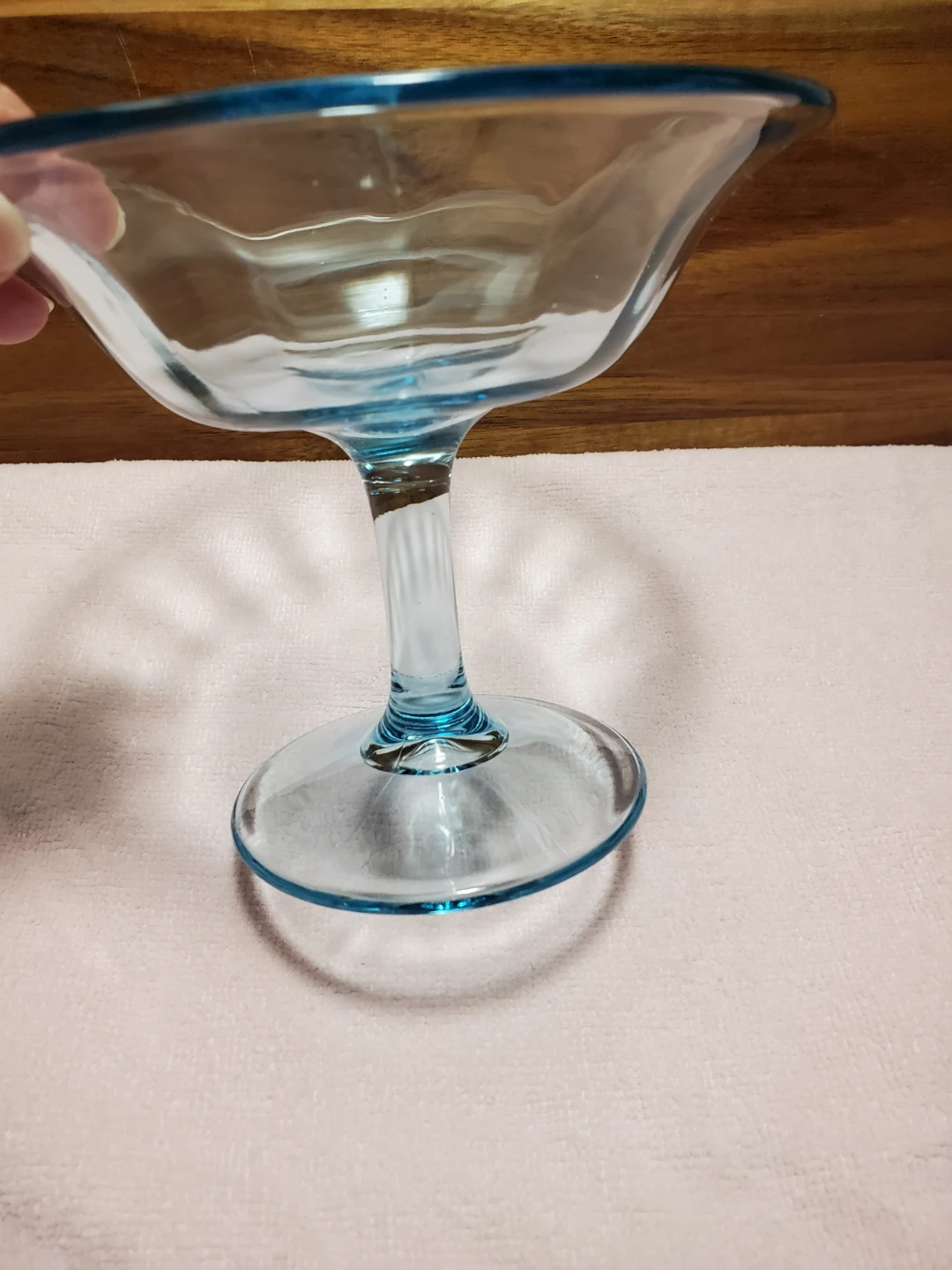 Vintage Blue Stemmed Glass Bowl - photo 2