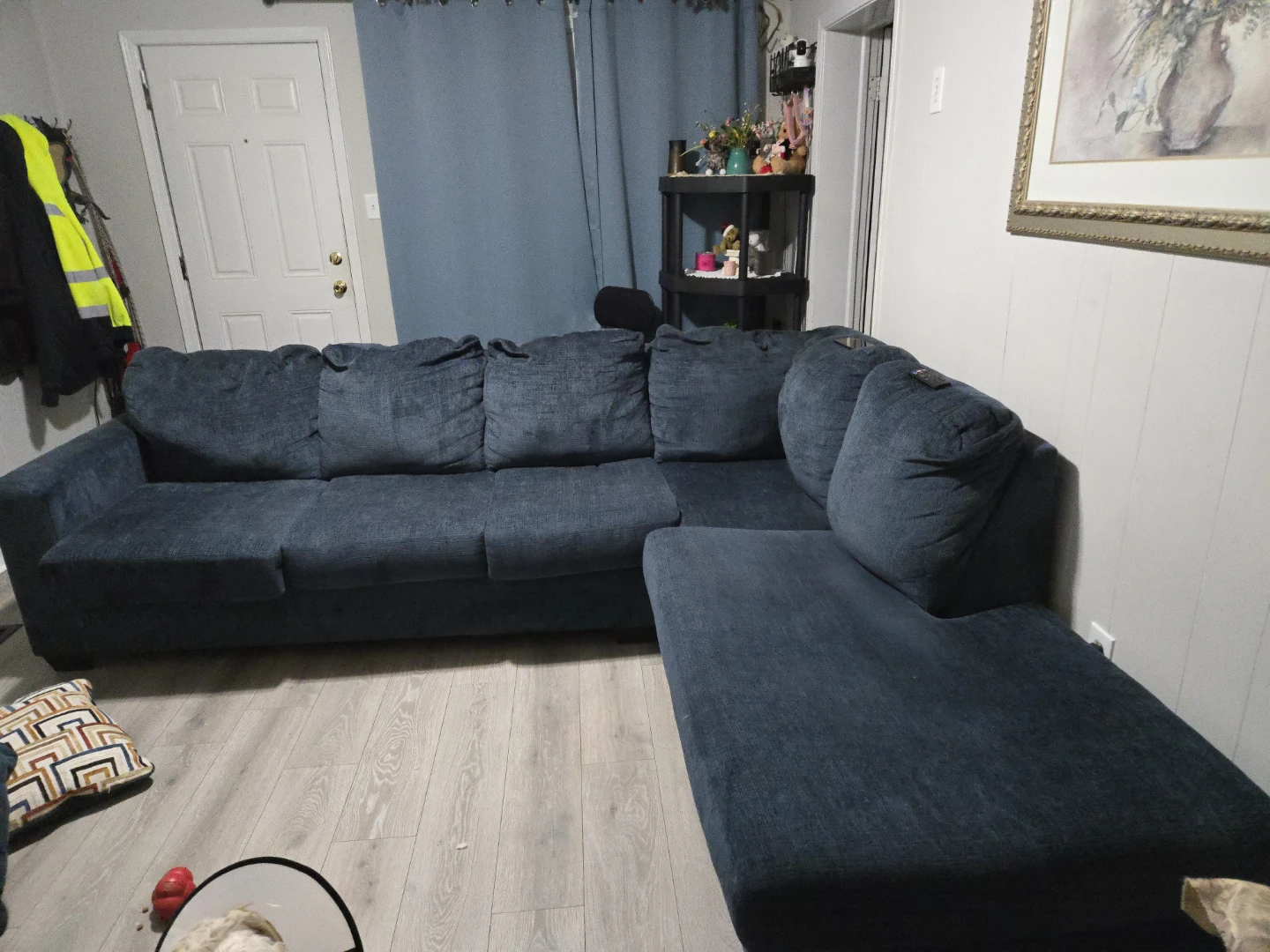 Dark Blue Sectional Sofa with Chaise