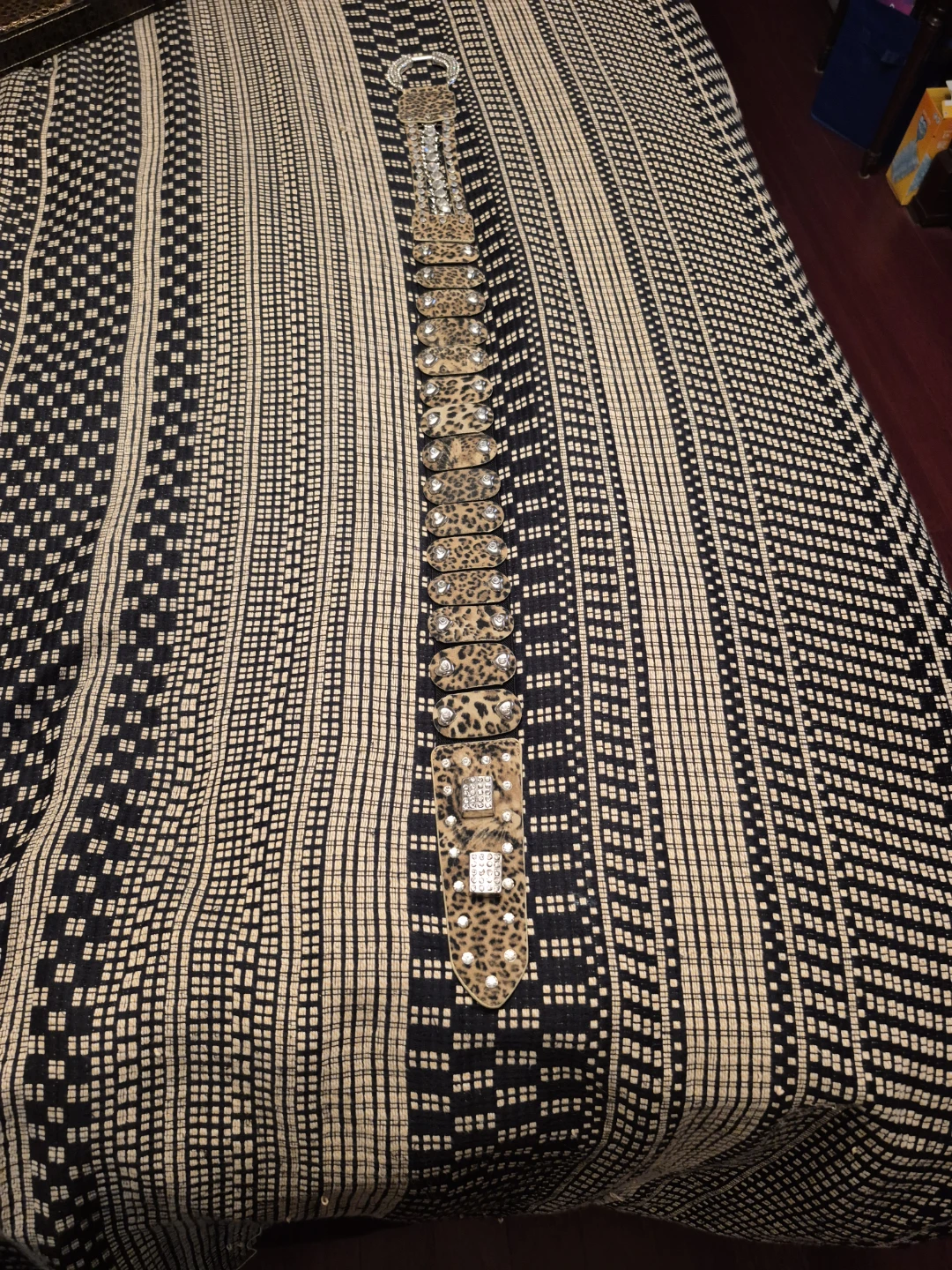 Leopard Print Rhinestone Belt