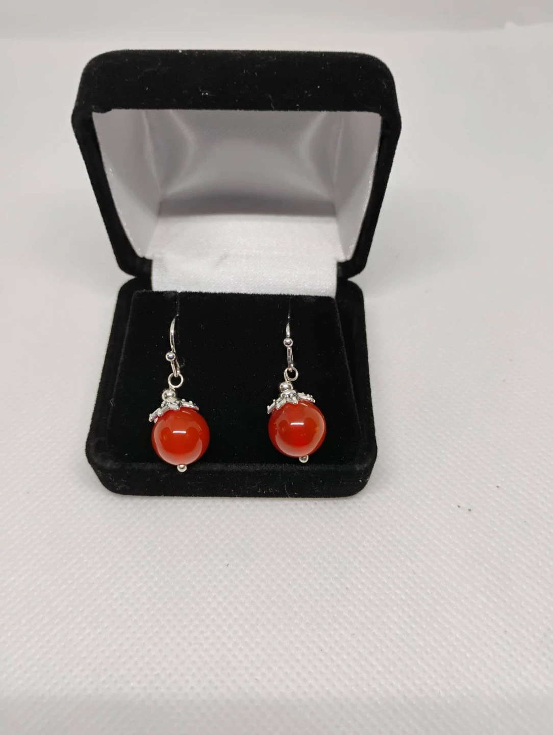 Silver Flower Carnelian Stone Jewelry Set - photo 3