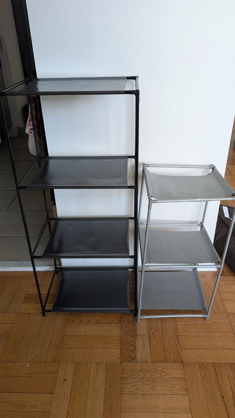 Two Portable Fabric Shelving Units