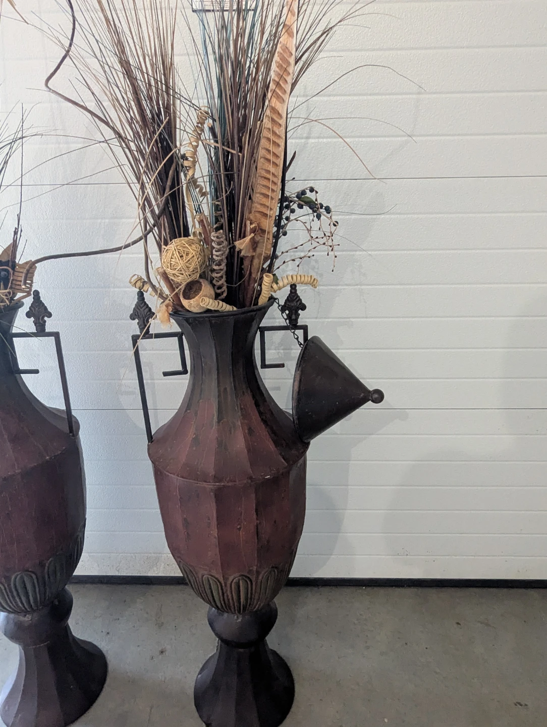 Set of Two Decorative Metal Floor Vases - photo 3