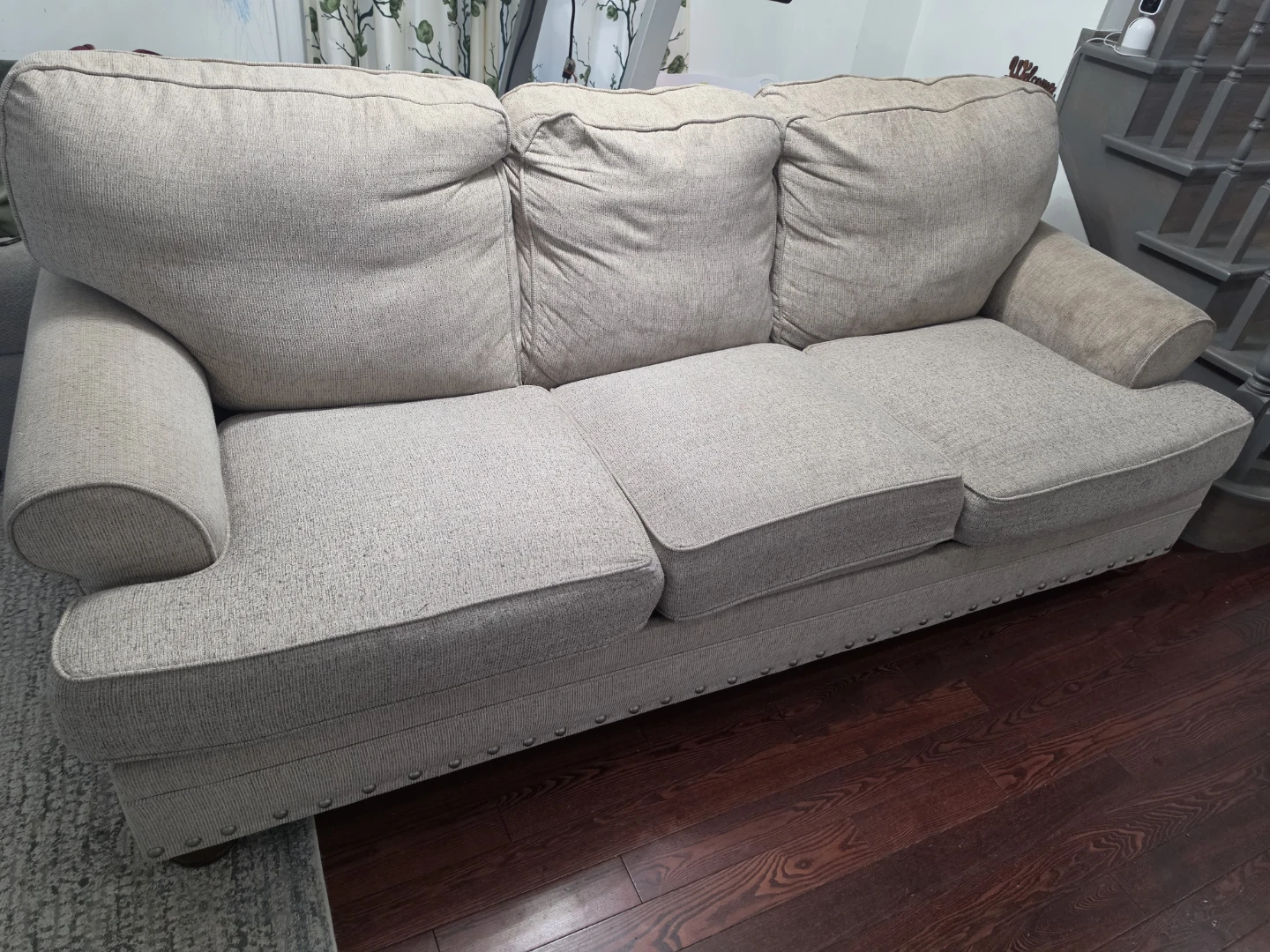 Beige Three-Seater Sofa - photo 2