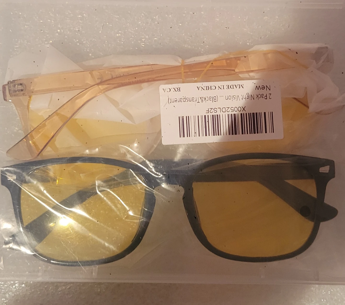 2 Pack Night Vision Glasses (Black & Transparent)