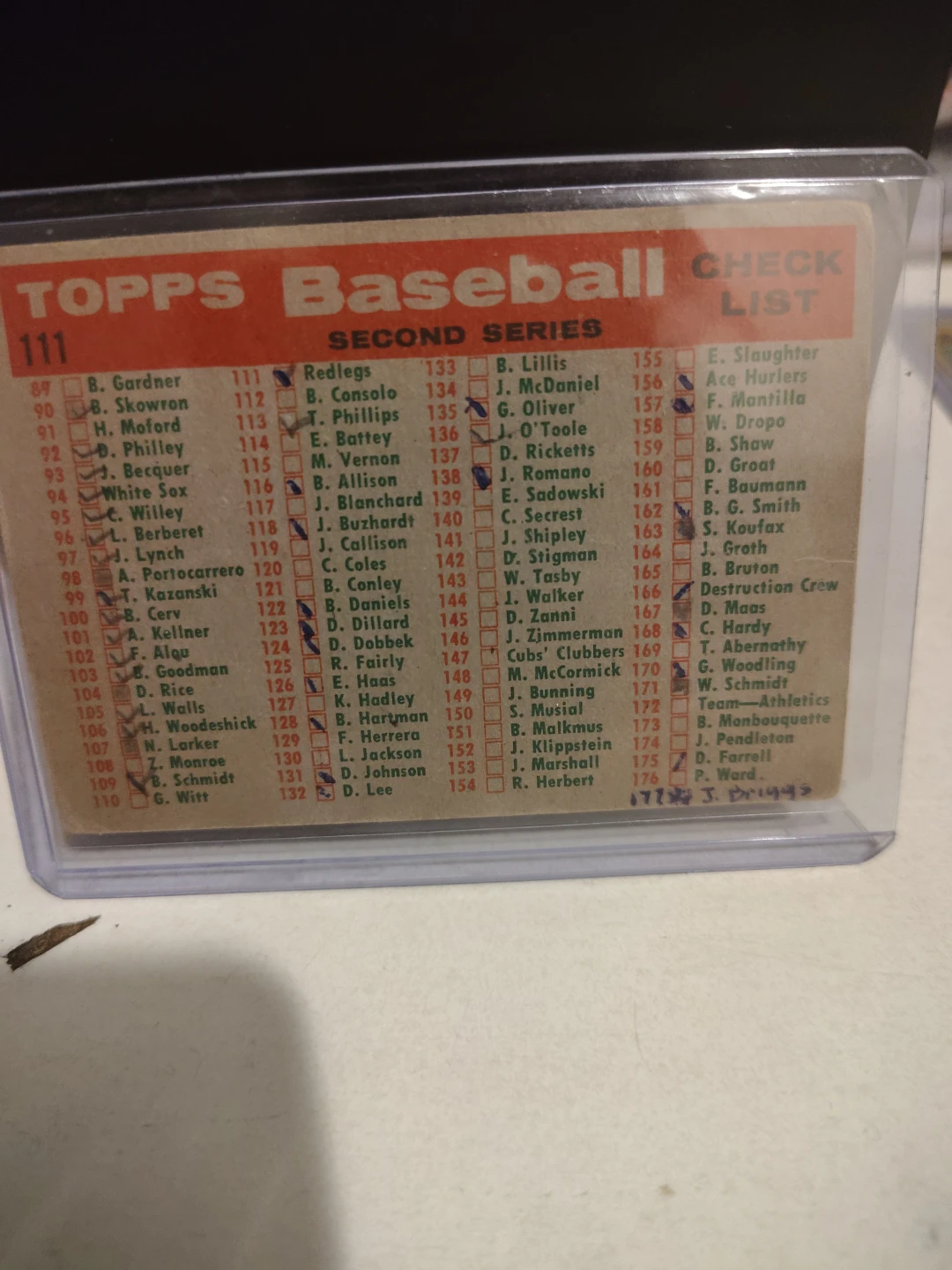 1958 Topps Cincinnati Red Legs Baseball Card #111 - photo 2