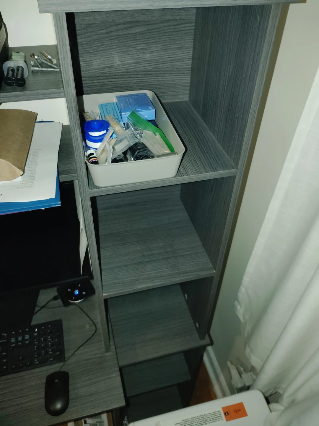 Gray Desk and bookshelf - photo 2