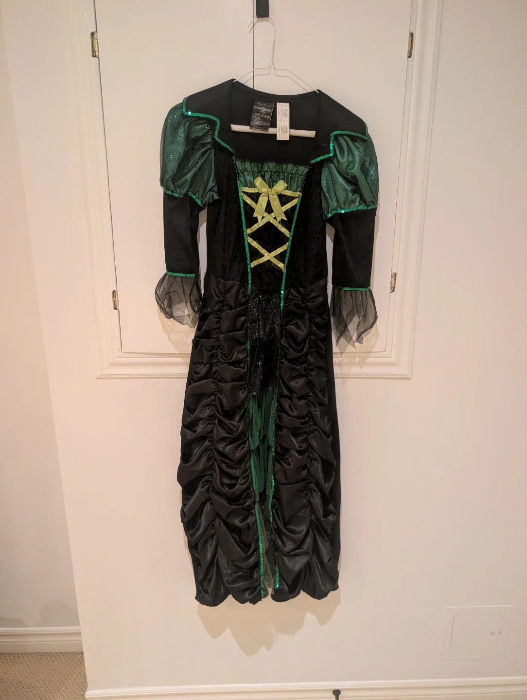Witch Costume Dress Black and Green - child large, size 10/12
