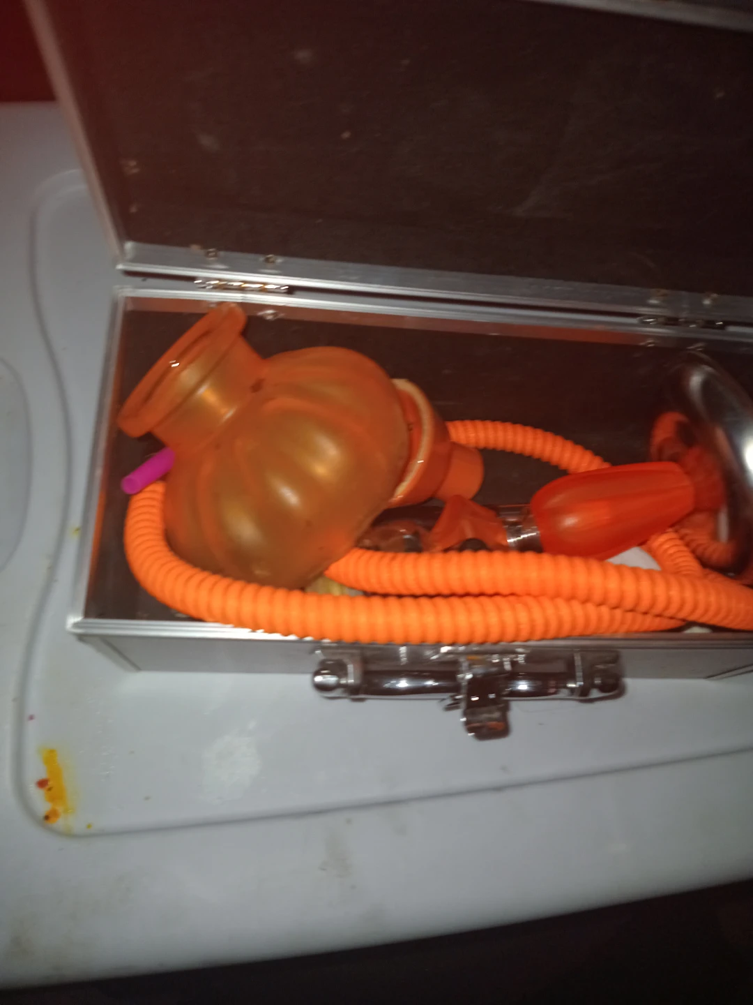 Orange Hookah with Silver Carrying Case