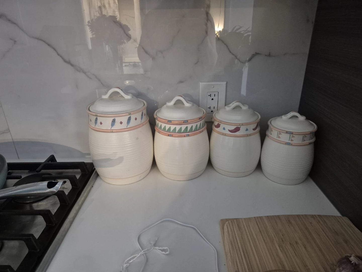 Set of 4 Ceramic Kitchen Canisters