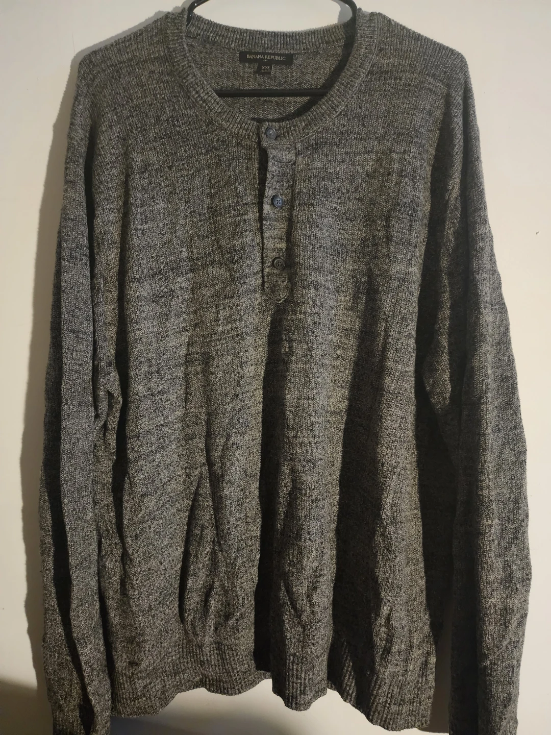Banana Republic XXL Gray Henley Sweater